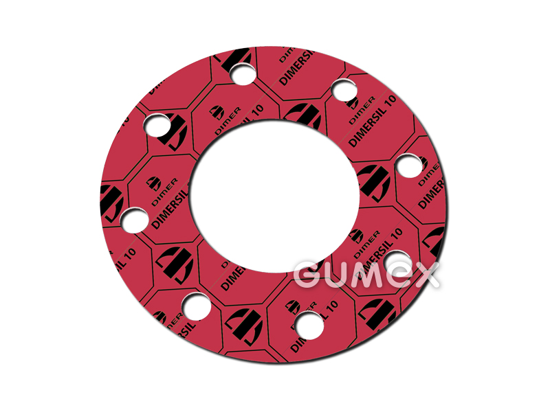 DIMERSIL 10, 0,5mm, 1500x1500mm, 40bar, NBR-SBR/organische Fasern, +140°C (Dampf +120°C), rot, 